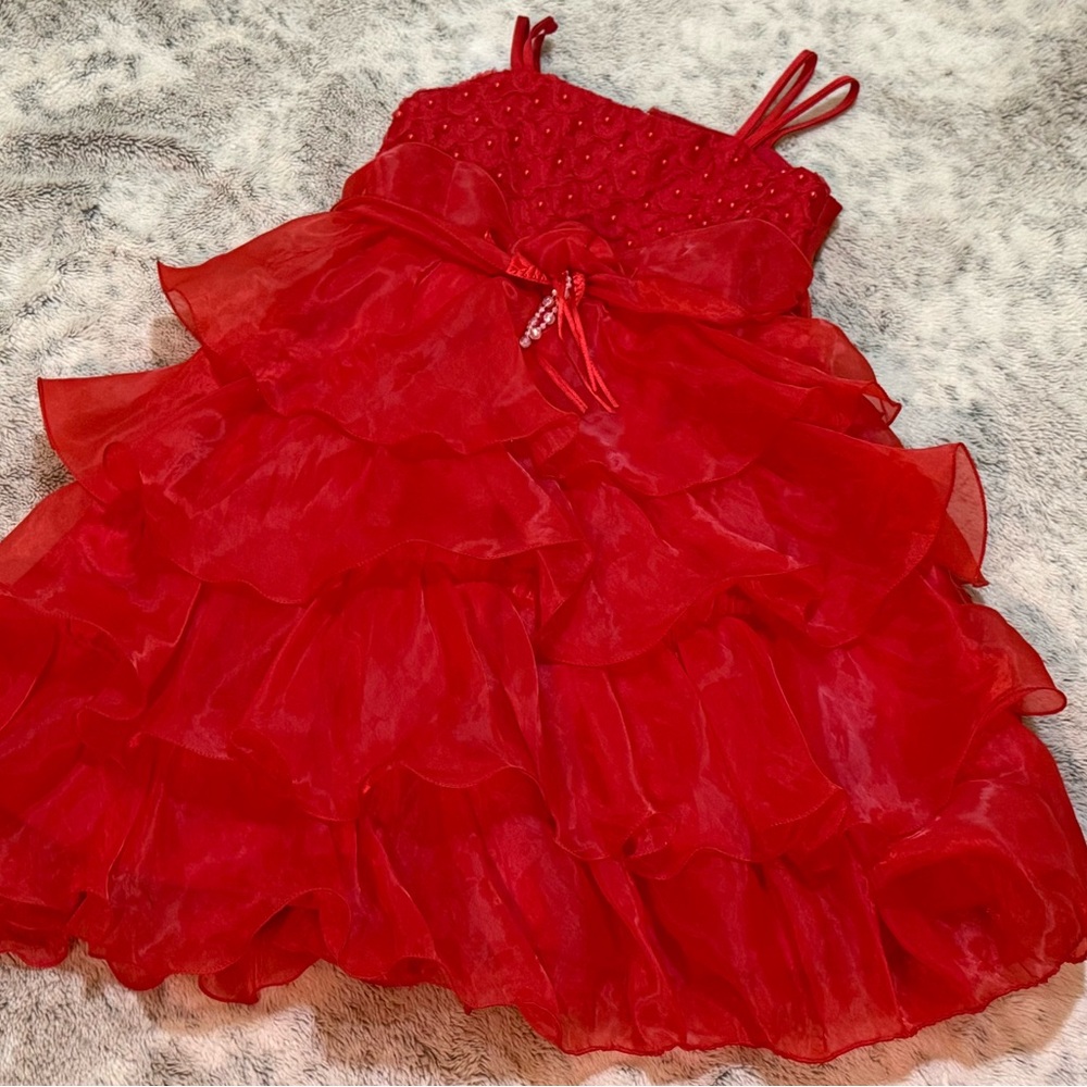 Elegant Red Kids Dress - Picture 2 of 6